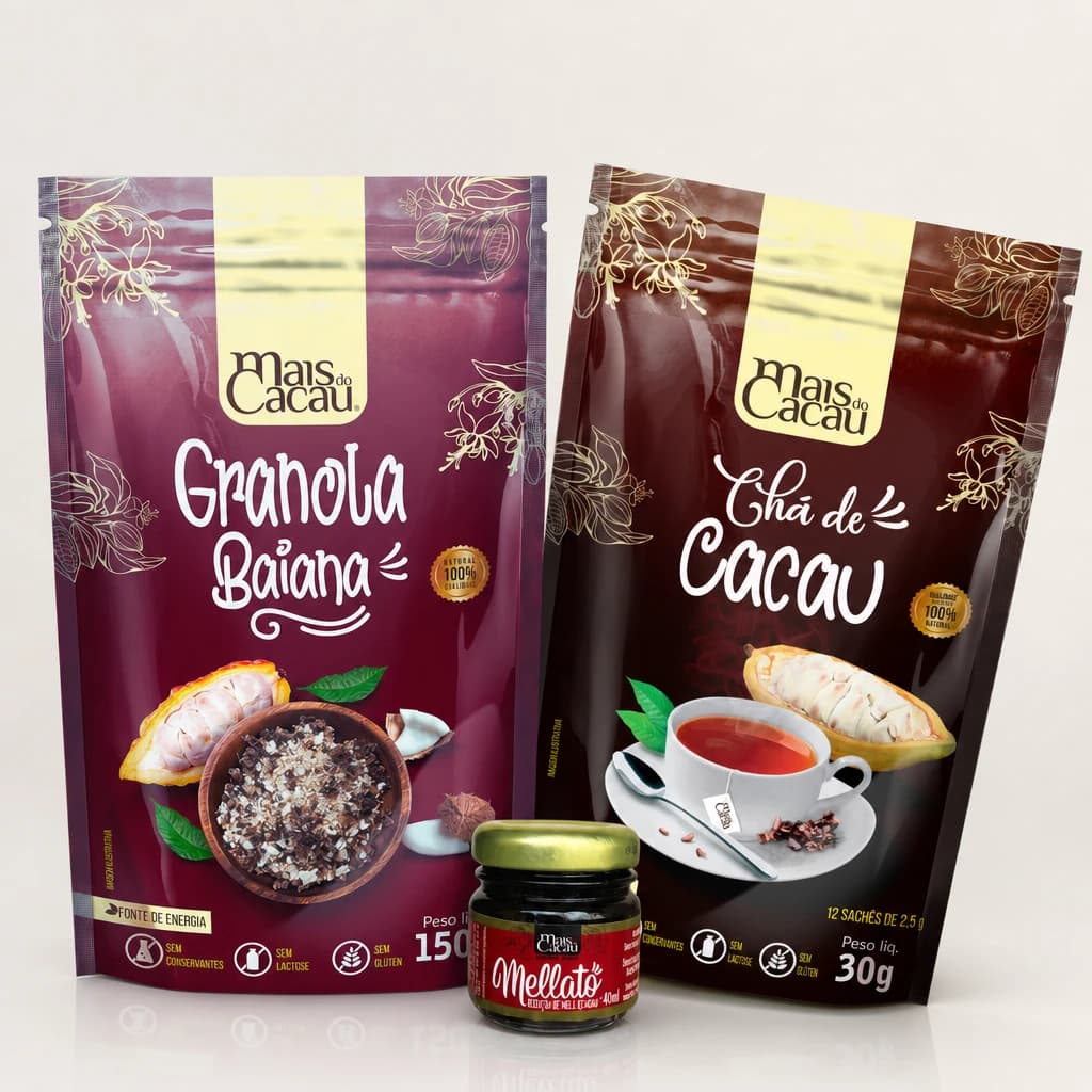 Combo Cacau saudável (Granola, mellato e Chá de Cacau)