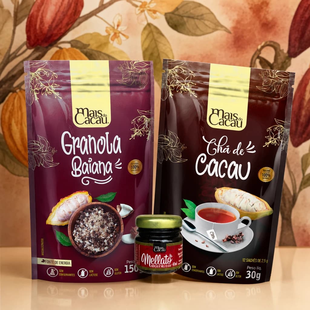 Combo Cacau saudável (Granola, mellato e Chá de Cacau)